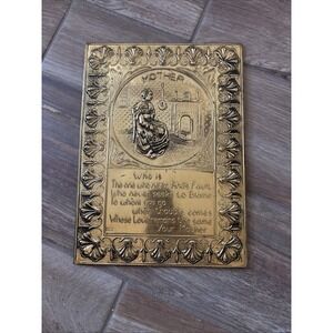 Vintage Peerage Brass Wall Plaque Mother Poem Made in England 11x8 Gold Decor